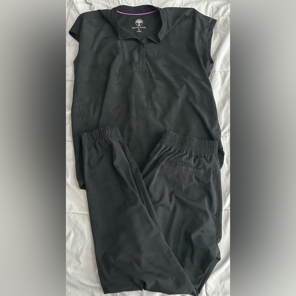Healing Hands Black Camo Scrub Set